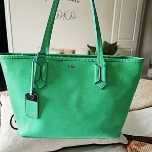 Vintage Lauren Ralph Lauren Kelly Green Structured Tote Classic Preppy Bag